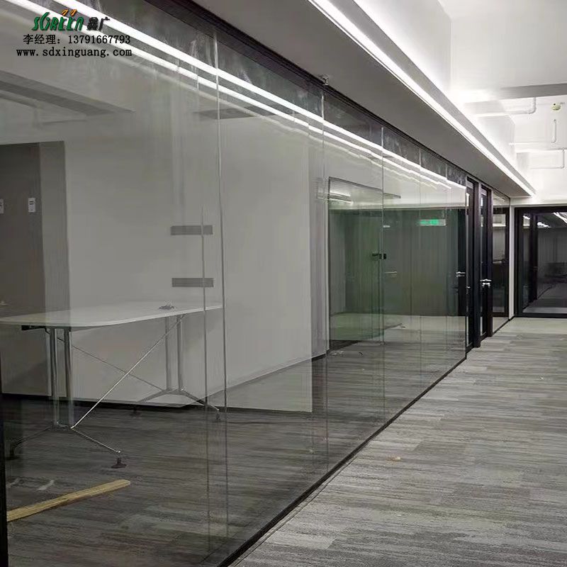 濰坊辦公室玻璃隔斷墻中空百葉透明鋼化玻璃隔斷